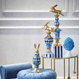 Coniglio Decorativo in Resina Dipinta a Mano H 42 cm Blu - Fade Maison
