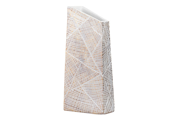 Vaso Geometrico in Resina Bianco/Marrone 44cm - GARPE Living