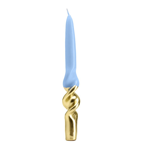 SET 4 CANDELE LIGHT BLUE-GOLD