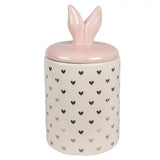 Barattolo Bunny in Porcellana Crema Rosa Oro Ø11x22cm | Clayre & Eef