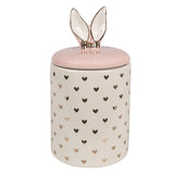 Barattolo Bunny in Porcellana Crema Rosa Oro Ø11x22cm | Clayre & Eef