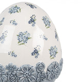 Uovo Decorativo in Ceramica Bianco e Blu Ø 12x19 cm - Clayre & Eef