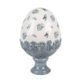 Uovo Decorativo in Ceramica Bianco e Blu Ø 12x19 cm - Clayre & Eef