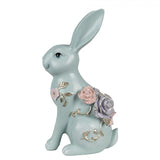 Coniglietto Floreale Decorazione Pasquale Celeste 28cm