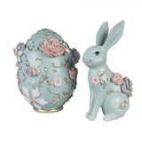 Coniglietto Floreale Decorazione Pasquale Celeste 28cm