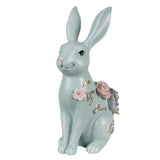 Coniglietto Floreale Decorazione Pasquale Celeste 28cm