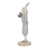 Statuetta Romantic Blue Bunny in Resina Blu Bianco 11x10x31cm | Clayre & Eef