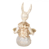 Statuetta Coniglio con Vassoio in Resina Beige Oro 14x14x26cm | Clayre & Eef
