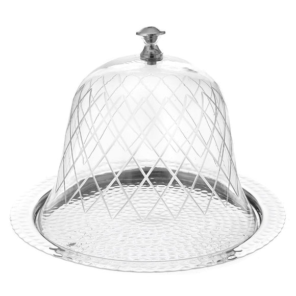 Alzata Per Dolci e Frutta Argentata con Campana in Vetro Ø 25 h30 cm