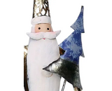 BABBO NATALE BLU/ORO IN METALLO CON ALBERO