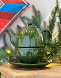 ea for One Stoneware Verde Bosco - Set Tè Individuale in Ceramica