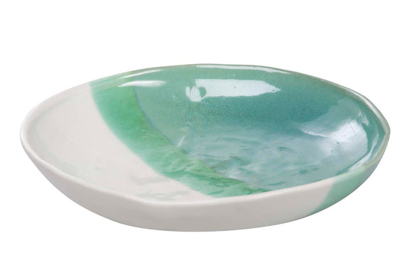 Piatto in Ceramica Verde/Bianco 36cm GARPE - Complemento d'Arredo