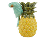 Vaso Ananas con Pappagallo in Ceramica Ø21×26h cm — Giallo Verde Celeste