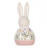 Statuetta Coniglio Floreale Rosa 9x8x18 cm Clayre & Eef