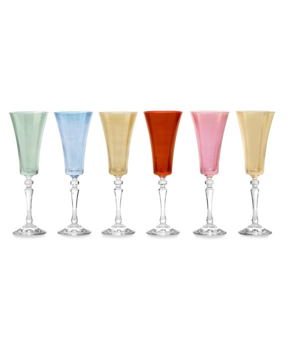 FLUTE ALEX LUSTRO - Set 6 Calici Champagne 180ml Vetro Colorato | Fade