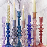 PORTA CANDELA COLOR GLASS INDACO - Vetro Borosilicato H 26cm FADE MAISON