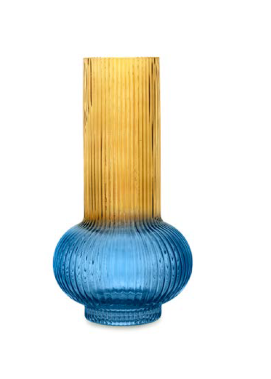 FADE VASO GRANATO BLU Vetro V2 16x30cm - Arredamento Casa Design