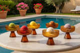 Set 6 Coppe Peony Amber 33 cl Vetro Rigato con gelato artigianale
