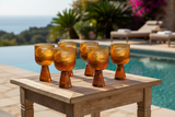 Set 6 Calici Peony Amber 27 cl Vetro Rigato - bordo piscina