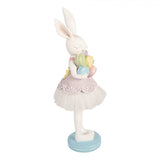 Statuetta Coniglietta con Uova Pastello Resina Bianco 18x17x57cm | Clayre & Eef
