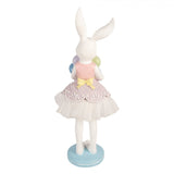 Statuetta Coniglietta con Uova Pastello Resina Bianco 18x17x57cm | Clayre & Eef