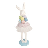 Statuetta Coniglietta con Uova Pastello Resina Bianco 18x17x57cm | Clayre & Eef