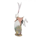 Statua Decorativa Coniglio in Latta Bianco Rosa 35x11x56cm | Clayre & Eef