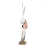 Statua Decorativa Coniglio in Latta Bianco Rosa 35x11x56cm | Clayre & Eef