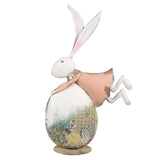 Statua Decorativa Coniglio in Latta Bianco Rosa 35x11x56cm | Clayre & Eef