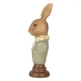 Statuetta Decorativa Coniglio in Resina Marrone e Verde 6×5×18 cm | Clayre & Eef