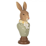 Statuetta Decorativa Coniglio in Resina Marrone e Verde 6×5×18 cm | Clayre & Eef