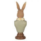 Statuetta Decorativa Coniglio in Resina Marrone e Verde 6×5×18 cm | Clayre & Eef