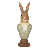 Statuetta Decorativa Coniglio in Resina Marrone e Verde 6×5×18 cm | Clayre & Eef