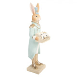 Statuetta Coniglio Decorativo Resina Bianco Celeste 9x10x32cm | Clayre & Eef