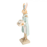 Statuetta Coniglio Decorativo Resina Bianco Celeste 9x10x32cm | Clayre & Eef