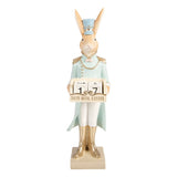 Statuetta Coniglio Decorativo Resina Bianco Celeste 9x10x32cm | Clayre & Eef