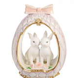 Uovo Decorativo con Conigli Resina Bianco Multicolor 17x12x31cm | Clayre & Eef
