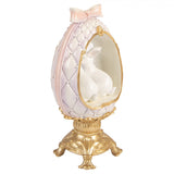 Uovo Decorativo con Conigli Resina Bianco Multicolor 17x12x31cm | Clayre & Eef