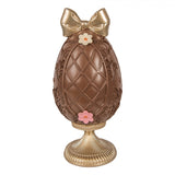 Uovo Decorativo con Coniglio Resina Marrone Oro Ø12x26cm | Clayre & Eef