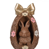 Uovo Decorativo con Coniglio Resina Marrone Oro Ø12x26cm | Clayre & Eef