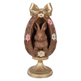 Uovo Decorativo con Coniglio Resina Marrone Oro Ø12x26cm | Clayre & Eef