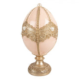 Uovo Decorativo in Resina Rosa e Oro Ø15x27cm | Clayre & Eef