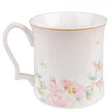 Tazza in Porcellana Rosa con Fiori e Accenti Dorati 414 ml | Clayre & Eef