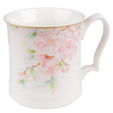Tazza in Porcellana Rosa con Fiori e Accenti Dorati 414 ml | Clayre & Eef