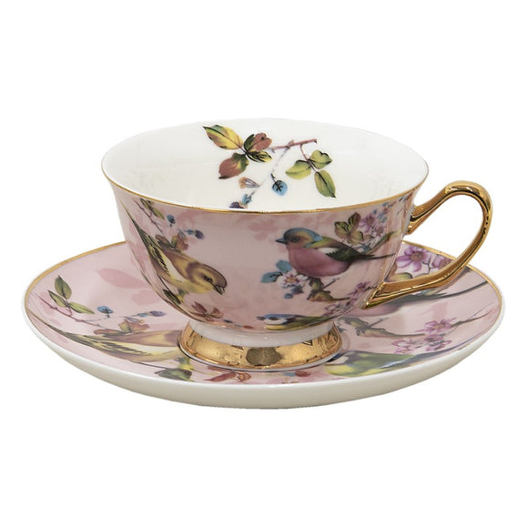 Tazza Pink Bird Clayre & Eef - Tazza in Ceramica con Uccellino Rosa