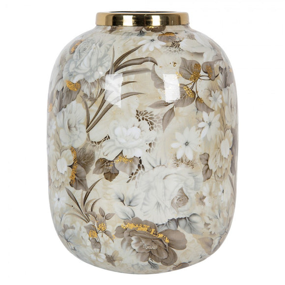 Vaso in Metallo Fiori/ Beige Marrone