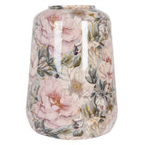 Vaso Grigio Rosa Metallo Fiori
