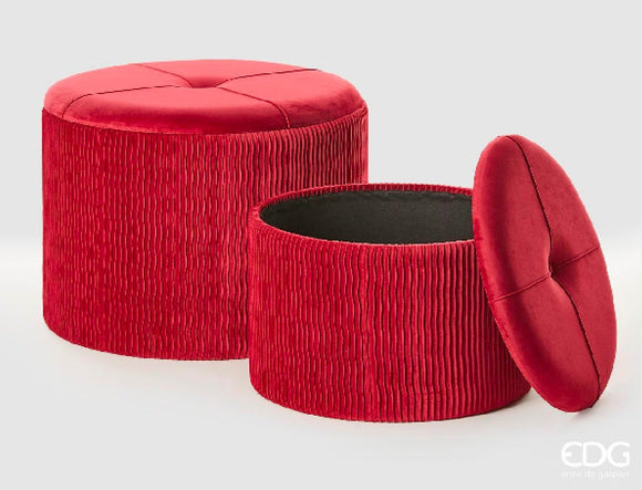 Pouf Velluto Contenitore Rosso - EDG -