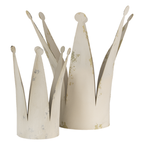 DECORAZIONE CORONA REALE Ferro Bianco 36x32x37cm - CLAYRE&EEF Living