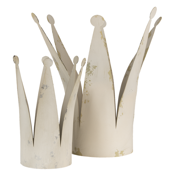 DECORAZIONE CORONA REALE Ferro Bianco 36x32x37cm - CLAYRE&EEF Living